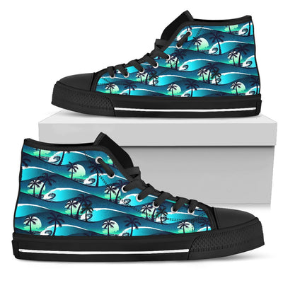 Beach Wave Design Print Women High Top Shoes