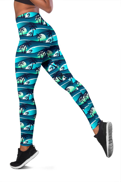 Beach Wave Design Print Women Leggings