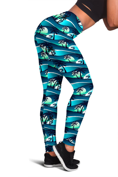 Beach Wave Design Print Women Leggings