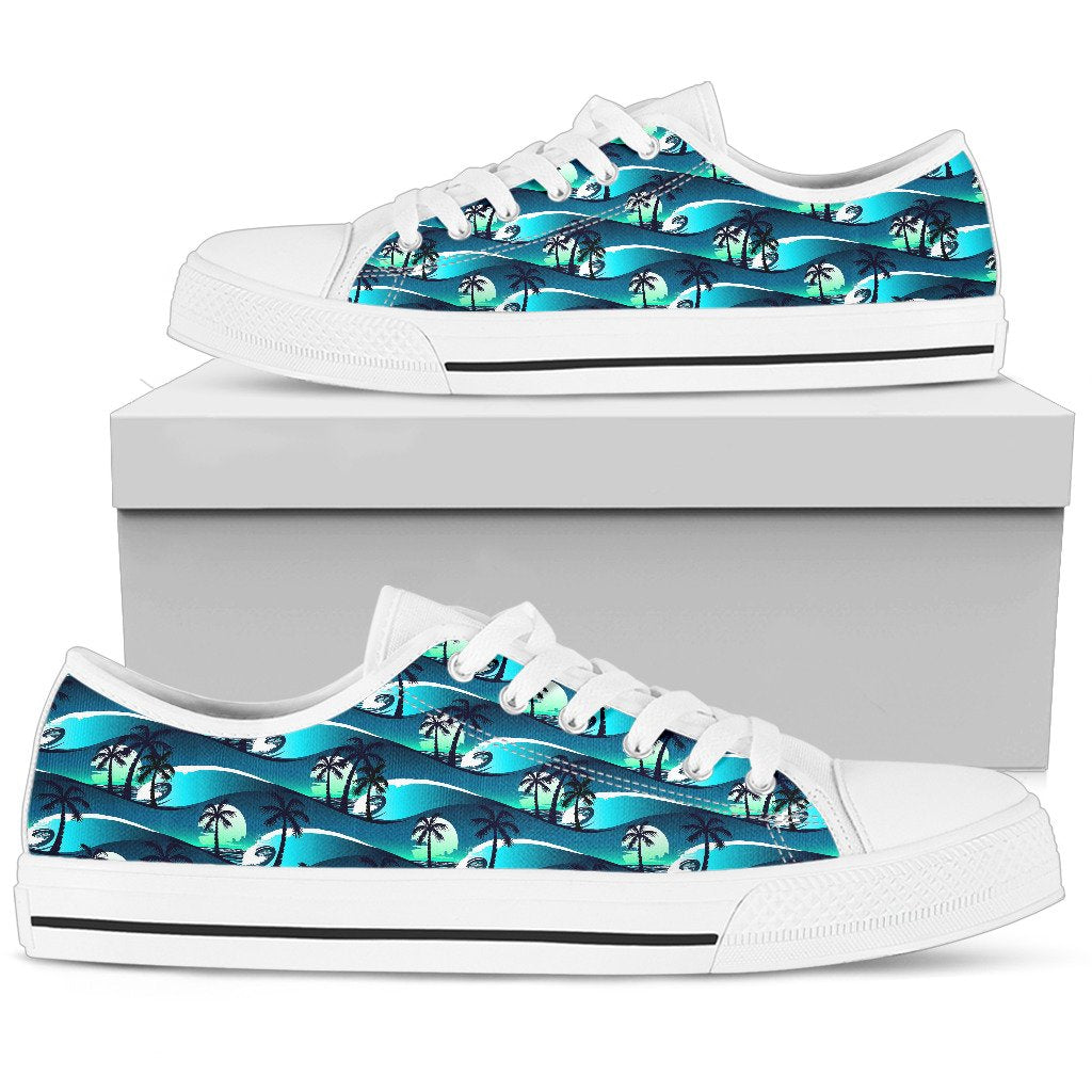 Beach Wave Design Print Women Low Top Shoes