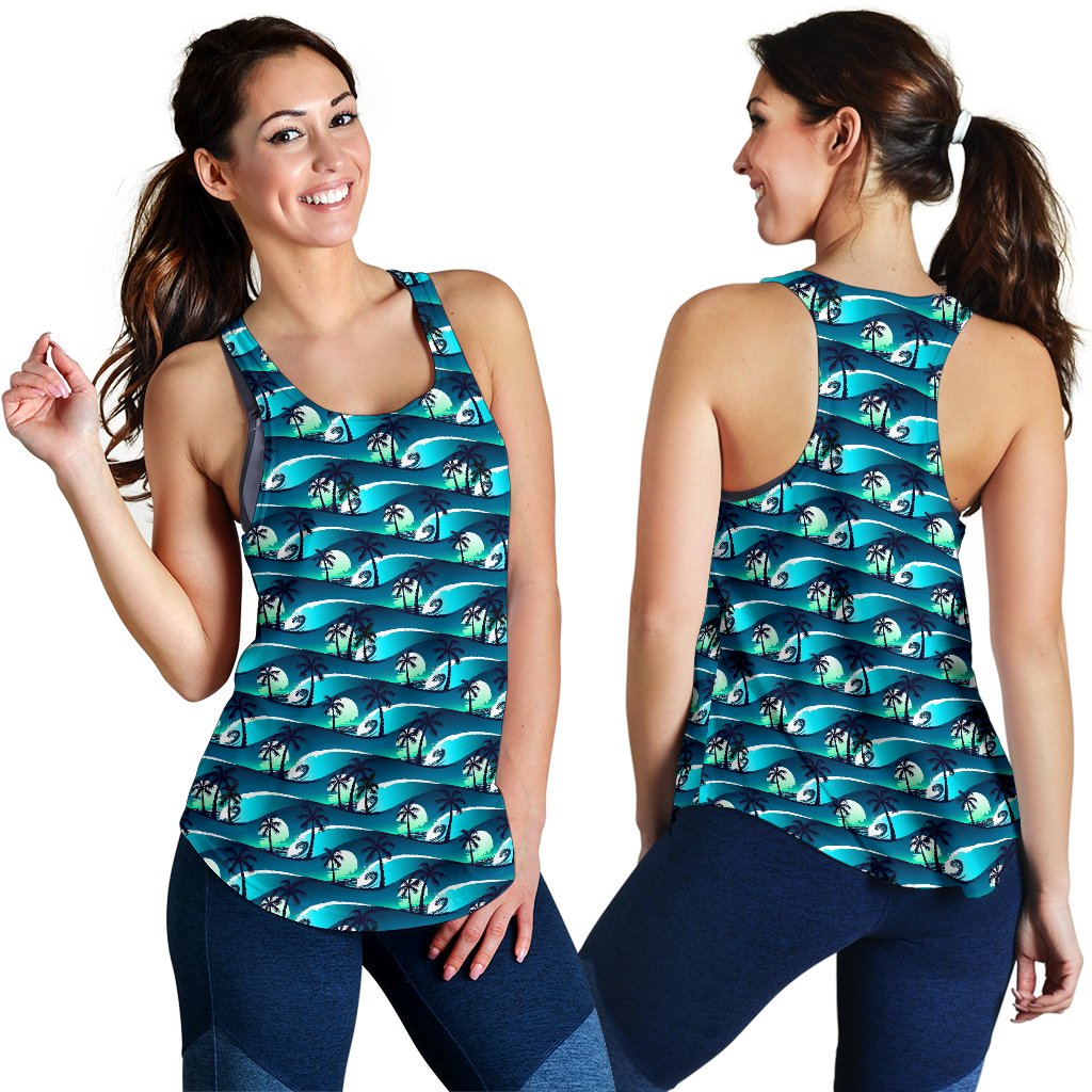Beach Wave Design Print Women Racerback Tank Top
