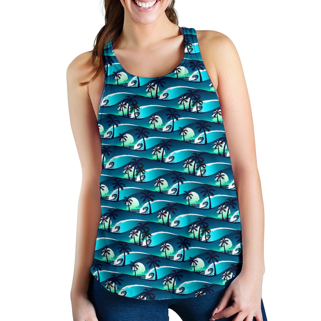 Beach Wave Design Print Women Racerback Tank Top