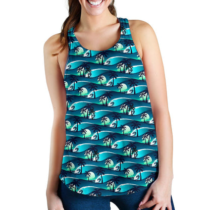 Beach Wave Design Print Women Racerback Tank Top