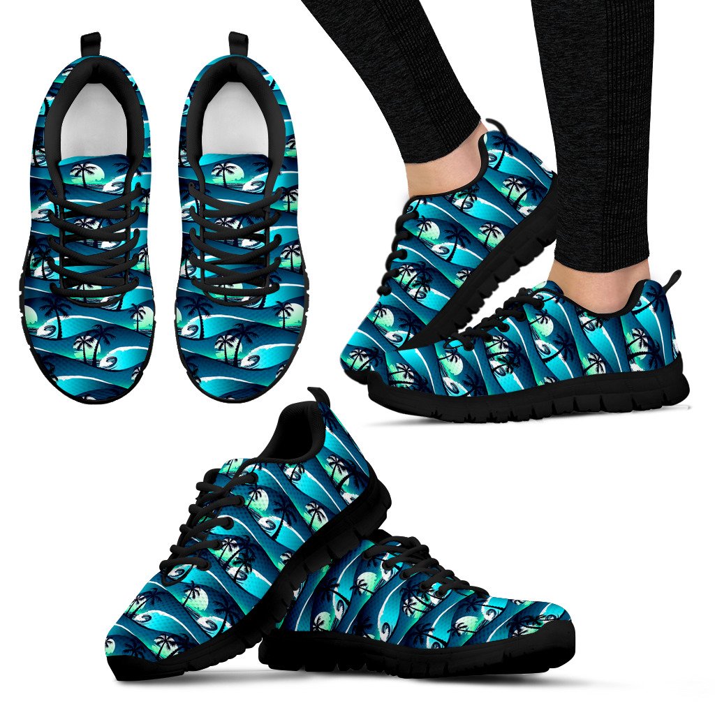 Beach Wave Design Print Women Sneakers Shoes