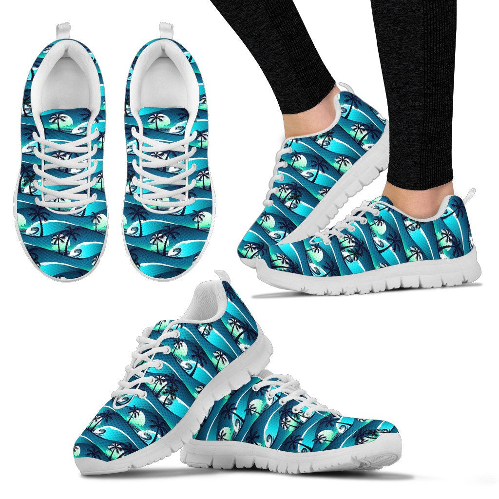 Beach Wave Design Print Women Sneakers Shoes