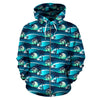Beach Wave Design Print Zip Up Hoodie