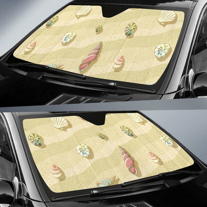 Beach with Seashell Theme Car Sun Shade For Windshield