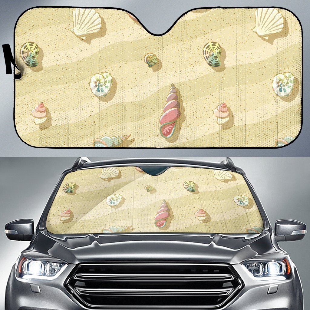 Beach with Seashell Theme Car Sun Shade For Windshield