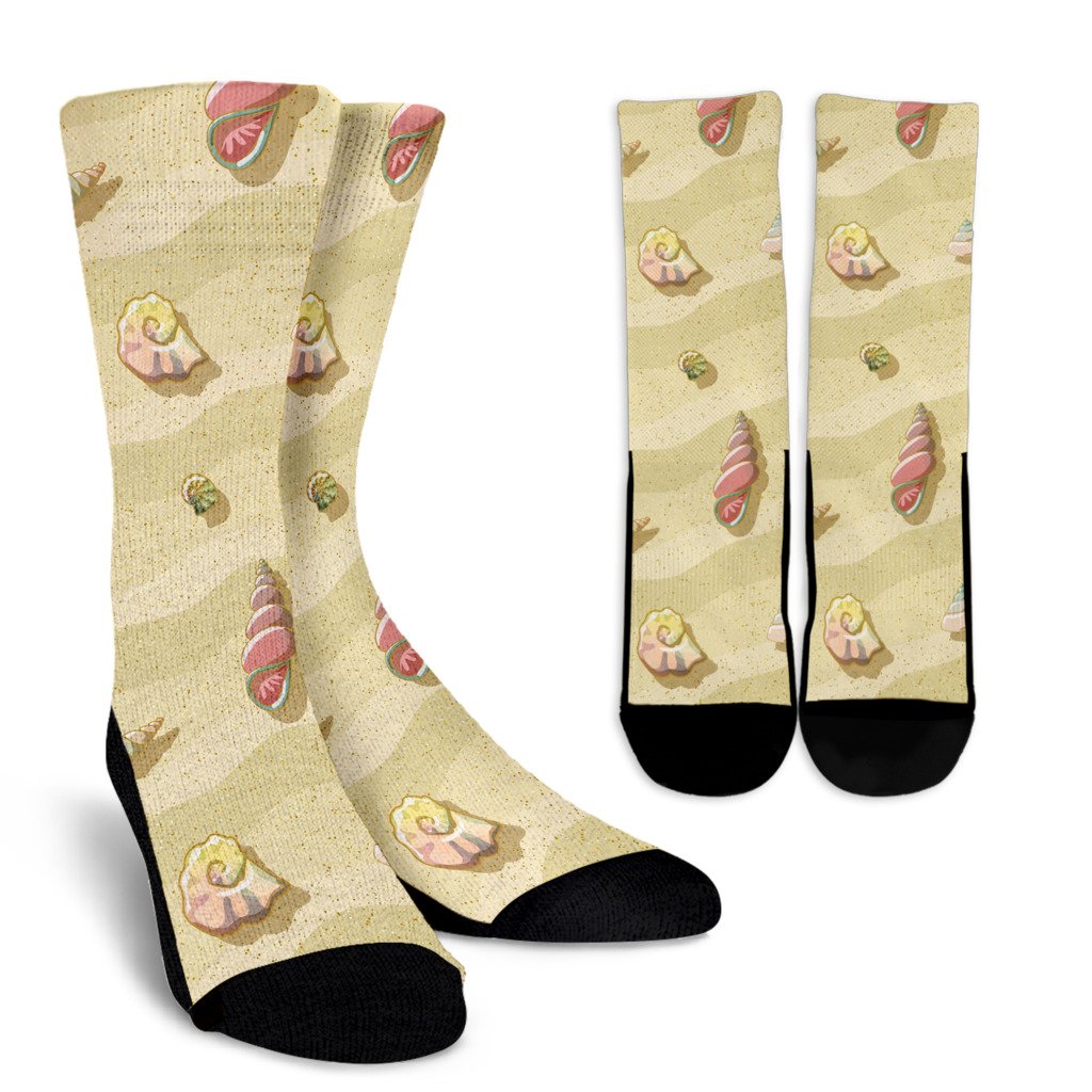 Beach with Seashell Theme Crew Socks