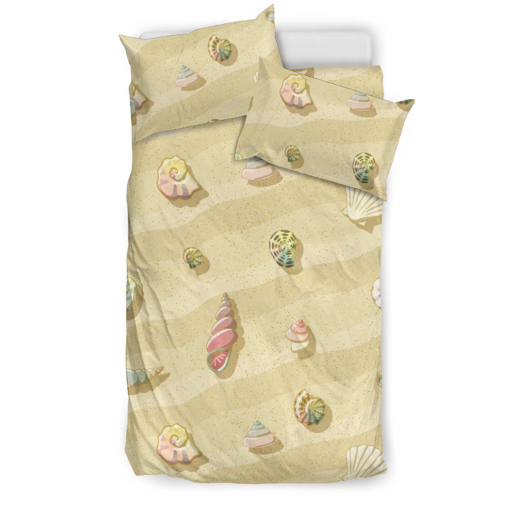 Beach With Seashell Theme Duvet Cover Bedding Set