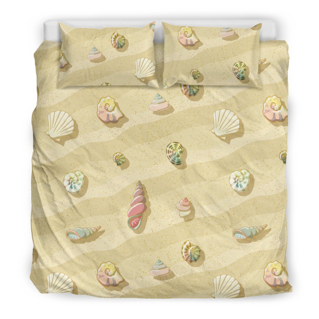 Beach With Seashell Theme Duvet Cover Bedding Set