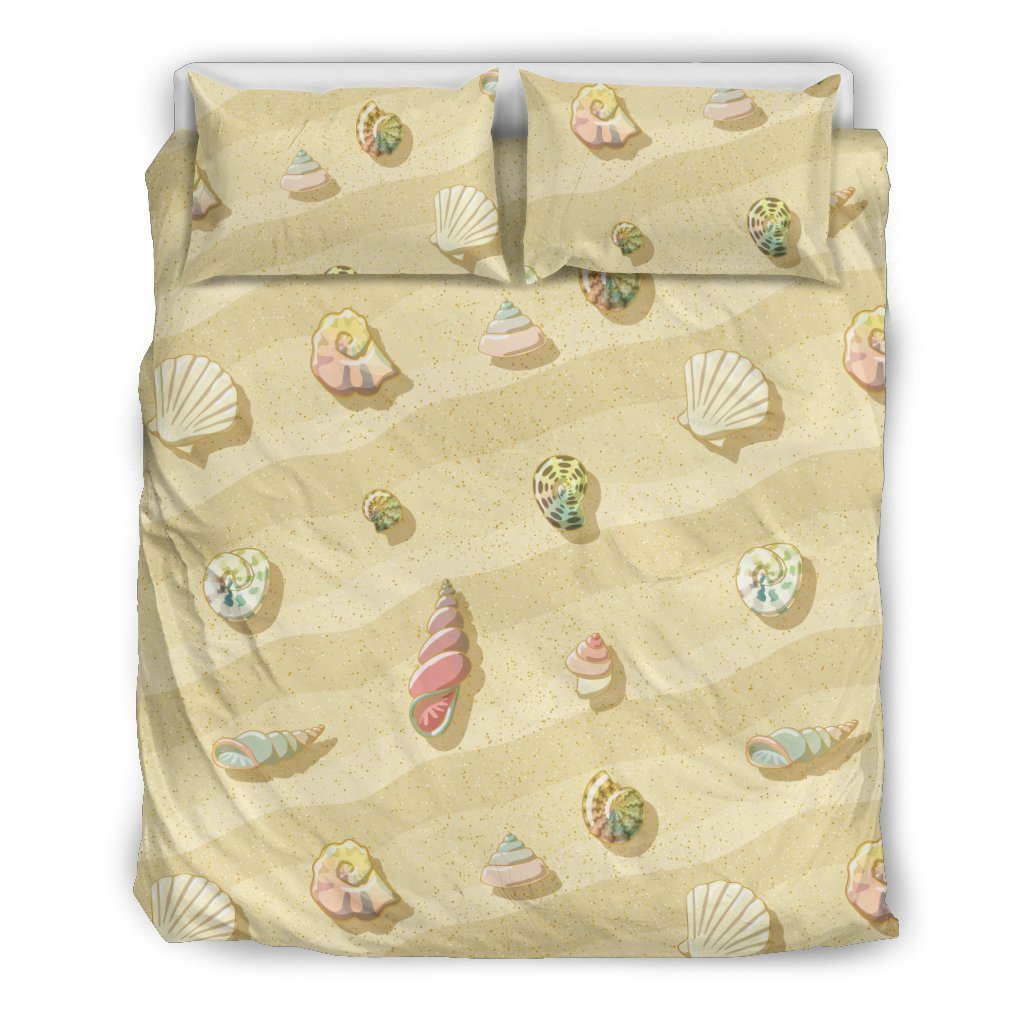 Beach With Seashell Theme Duvet Cover Bedding Set