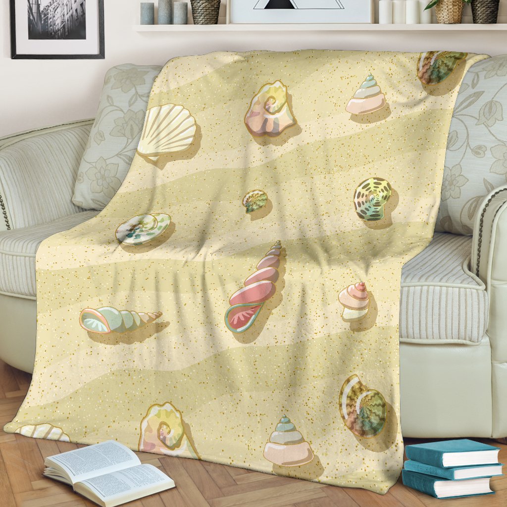 Beach with Seashell Theme Fleece Blanket