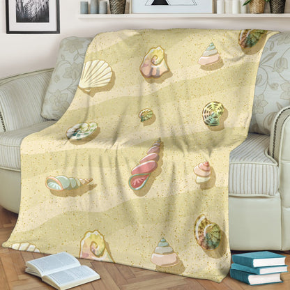 Beach with Seashell Theme Fleece Blanket