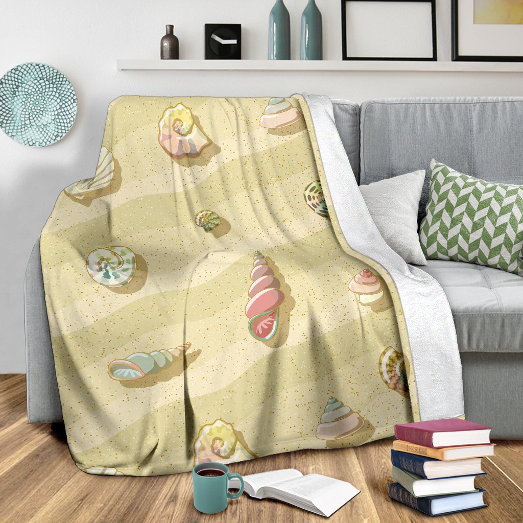 Beach with Seashell Theme Fleece Blanket
