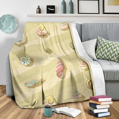 Beach with Seashell Theme Fleece Blanket