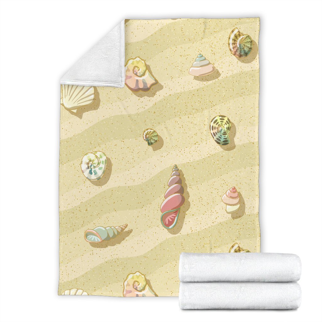 Beach with Seashell Theme Fleece Blanket