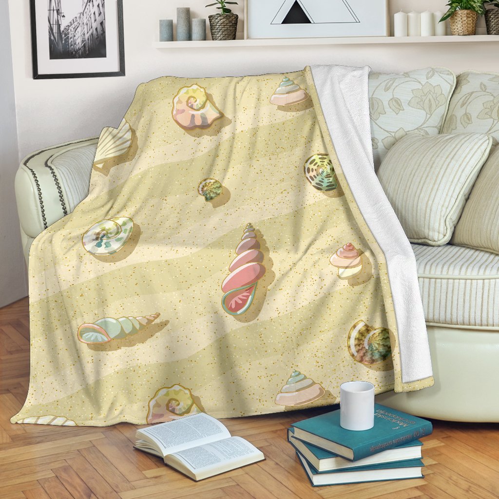 Beach with Seashell Theme Fleece Blanket