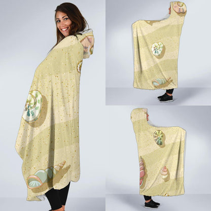 Beach with Seashell Theme Hooded Blanket-JTAMIGO.COM
