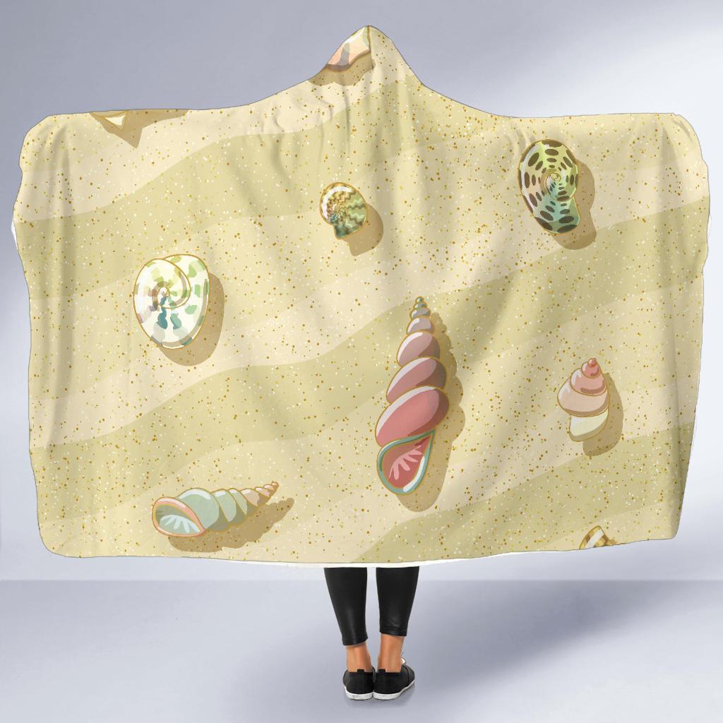 Beach with Seashell Theme Hooded Blanket-JTAMIGO.COM