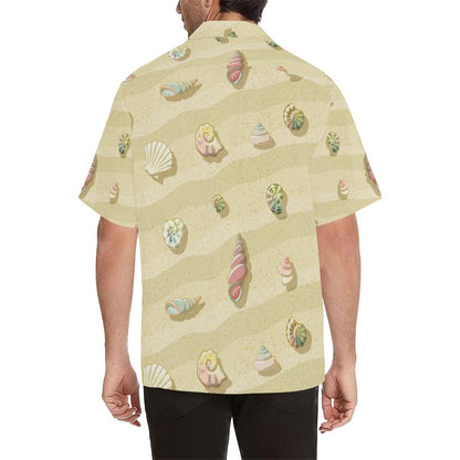Beach with Seashell Theme Men Aloha Hawaiian Shirt