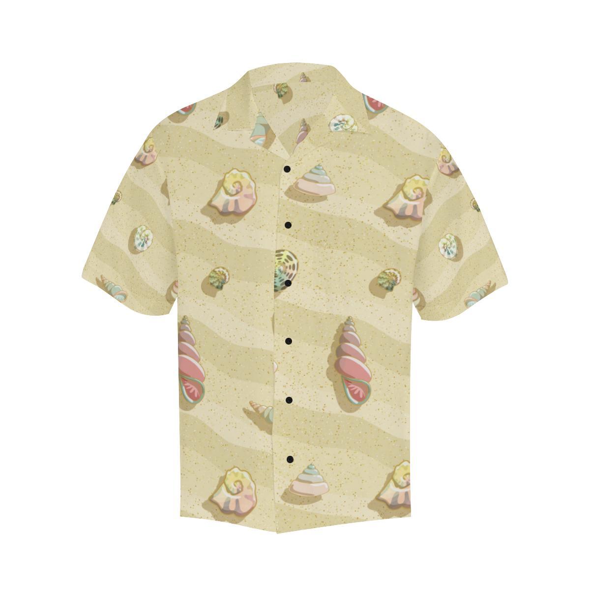 Beach with Seashell Theme Men Aloha Hawaiian Shirt