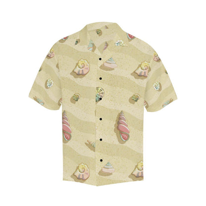 Beach with Seashell Theme Men Aloha Hawaiian Shirt