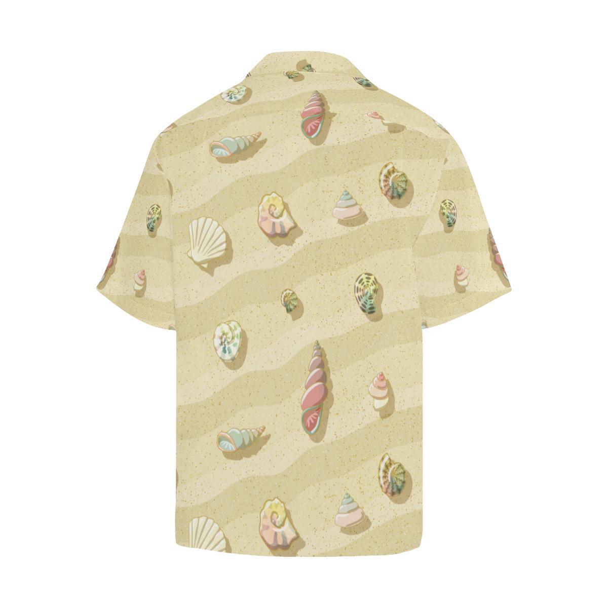 Beach with Seashell Theme Men Aloha Hawaiian Shirt