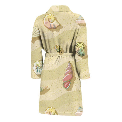 Beach with Seashell Theme Men Bath Robe-JTAMIGO.COM