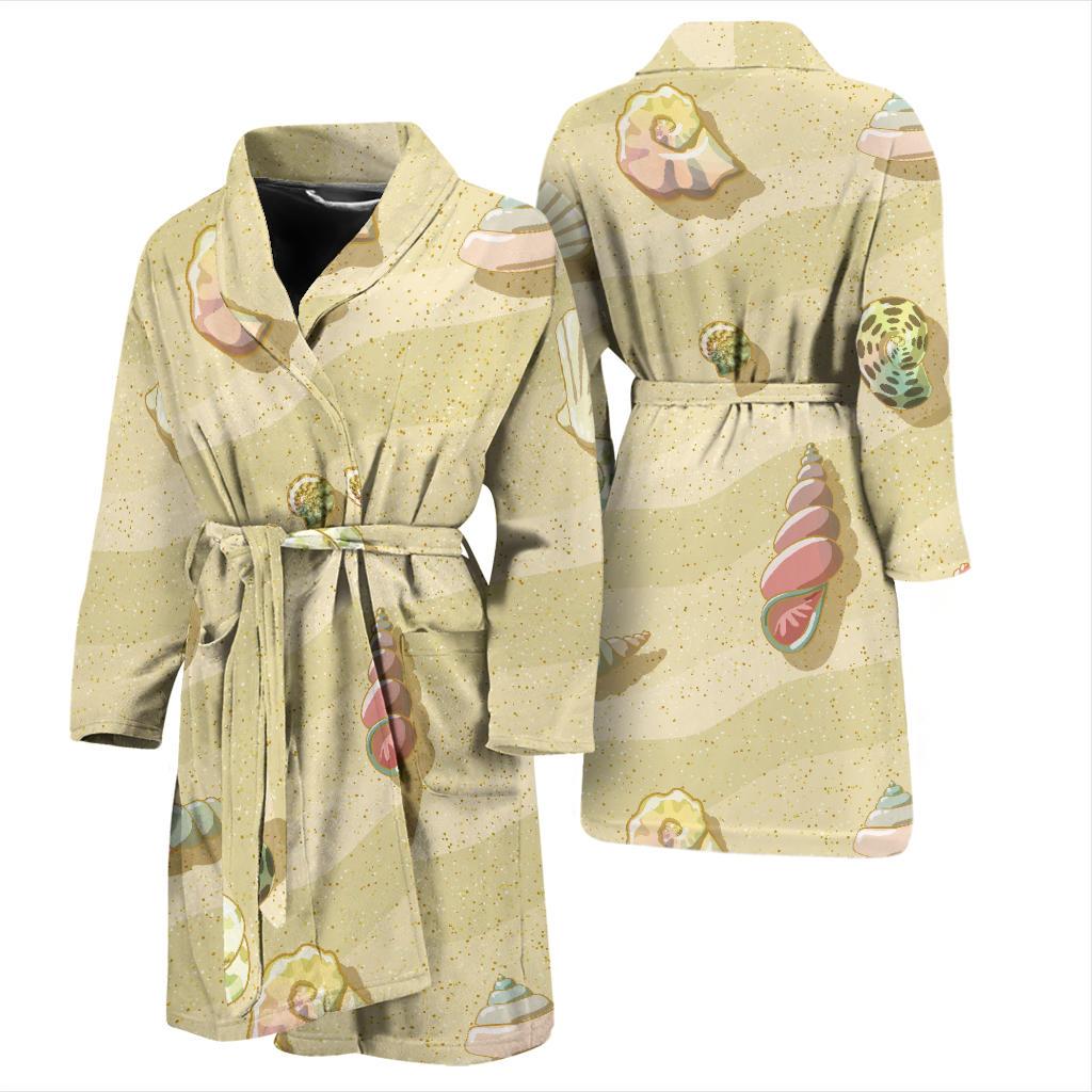Beach with Seashell Theme Men Bath Robe-JTAMIGO.COM