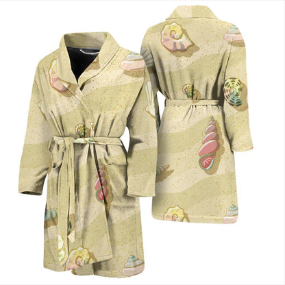 Beach with Seashell Theme Men Bath Robe-JTAMIGO.COM