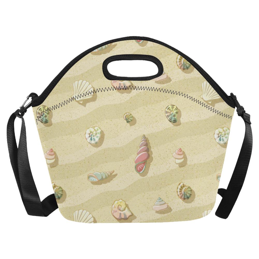 Beach with Seashell Theme Neoprene Lunch Bag (Model 1669)(Large)-JTAMIGO.COM