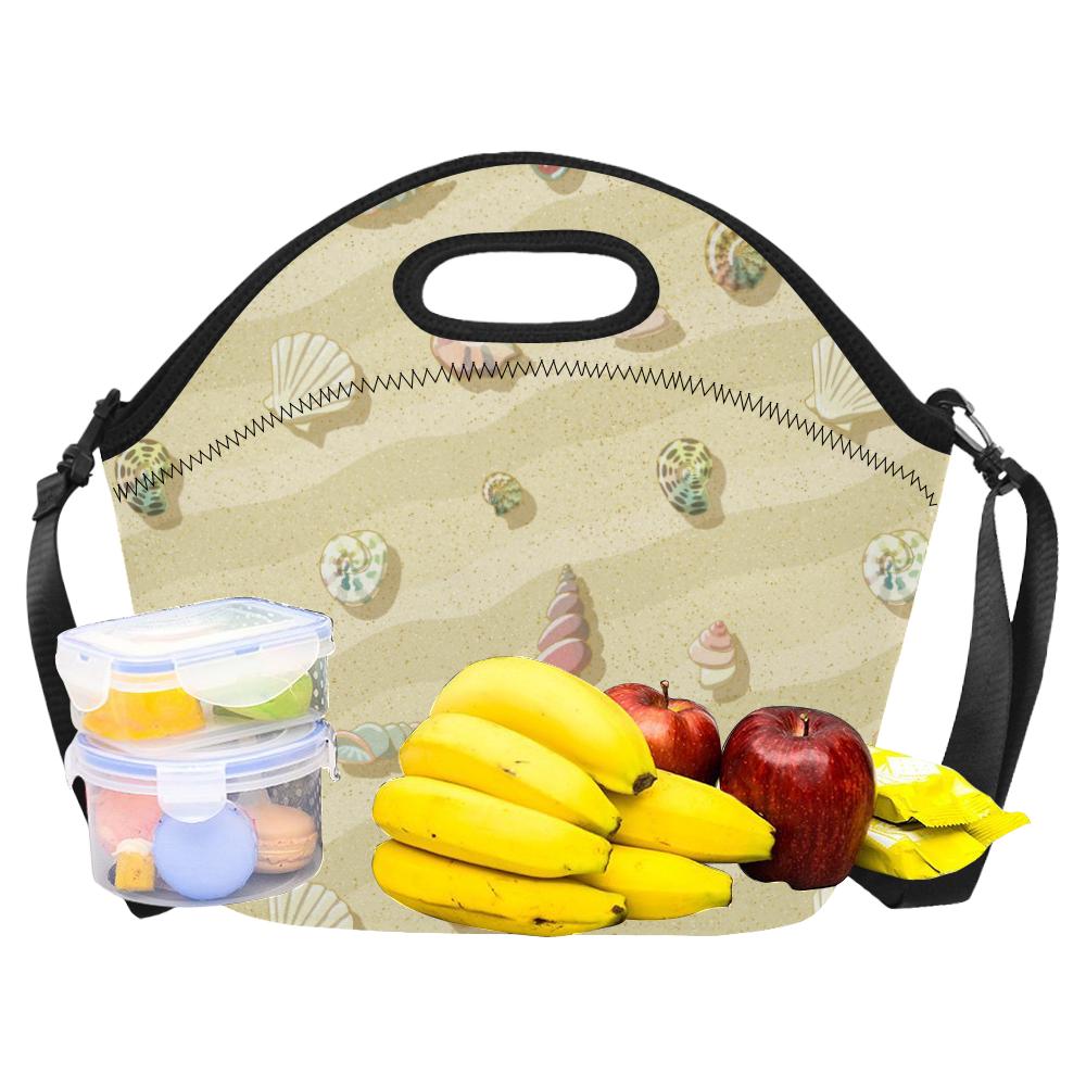 Beach with Seashell Theme Neoprene Lunch Bag (Model 1669)(Large)-JTAMIGO.COM