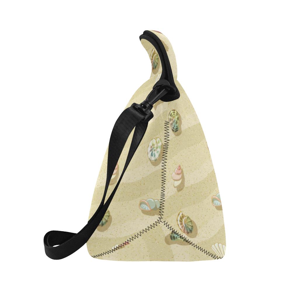 Beach with Seashell Theme Neoprene Lunch Bag (Model 1669)(Large)-JTAMIGO.COM