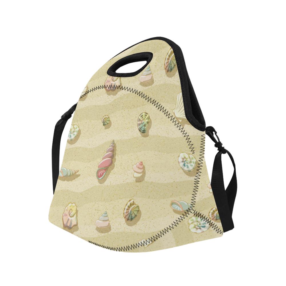Beach with Seashell Theme Neoprene Lunch Bag (Model 1669)(Large)-JTAMIGO.COM