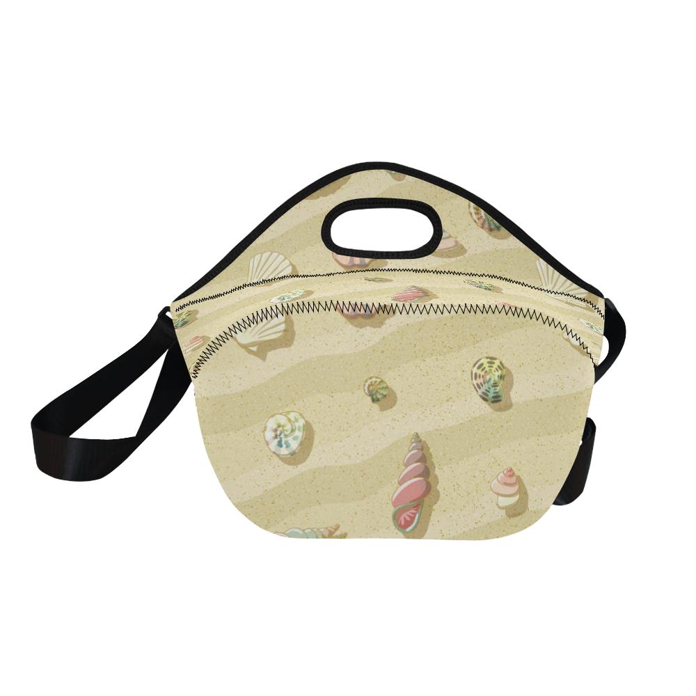 Beach with Seashell Theme Neoprene Lunch Bag (Model 1669)(Large)-JTAMIGO.COM