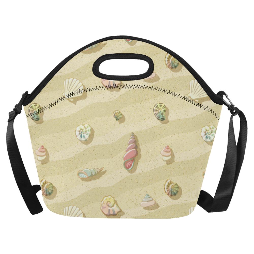 Beach with Seashell Theme Neoprene Lunch Bag (Model 1669)(Large)-JTAMIGO.COM