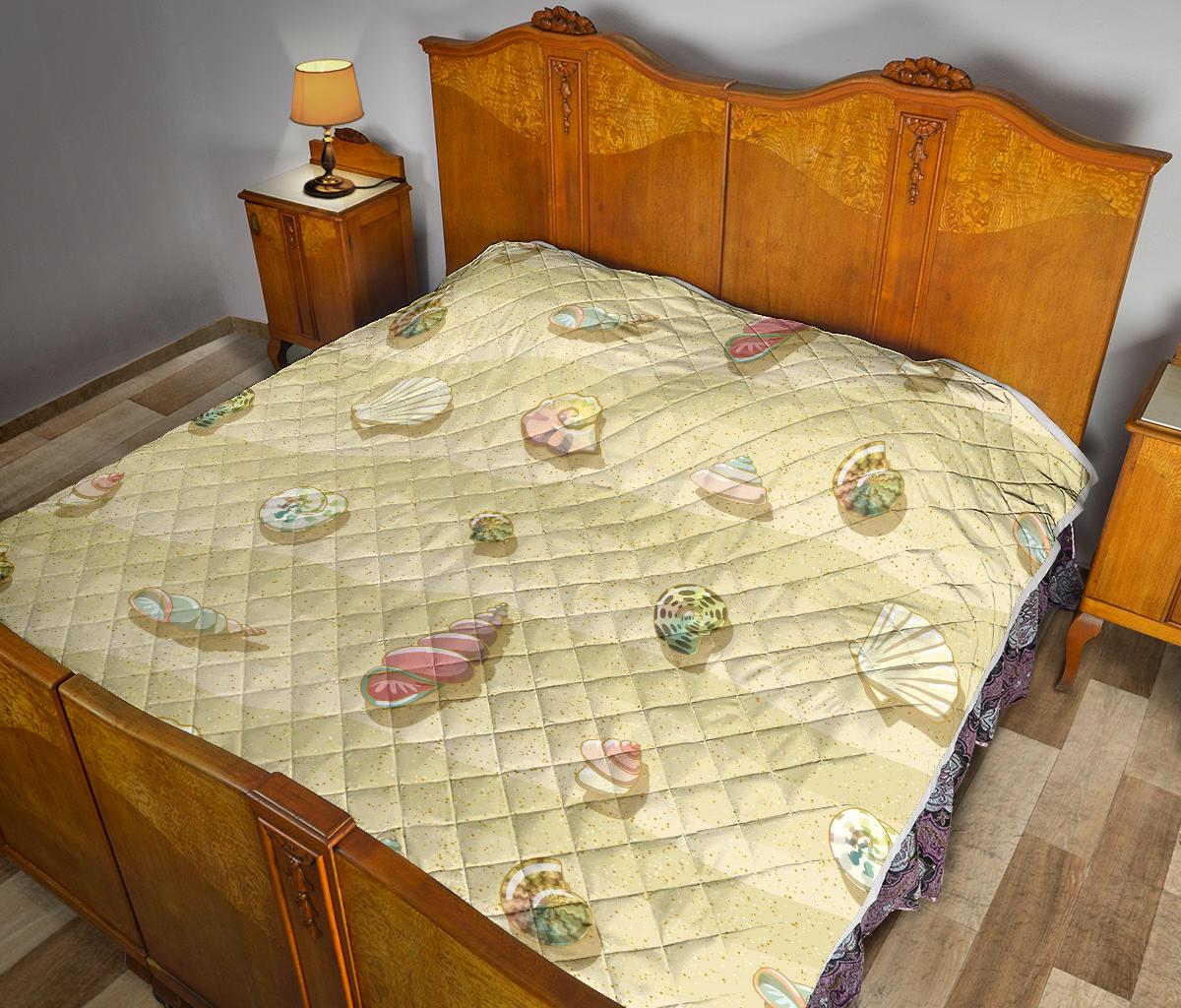 Beach with Seashell Theme Premium Quilt-JTAMIGO.COM