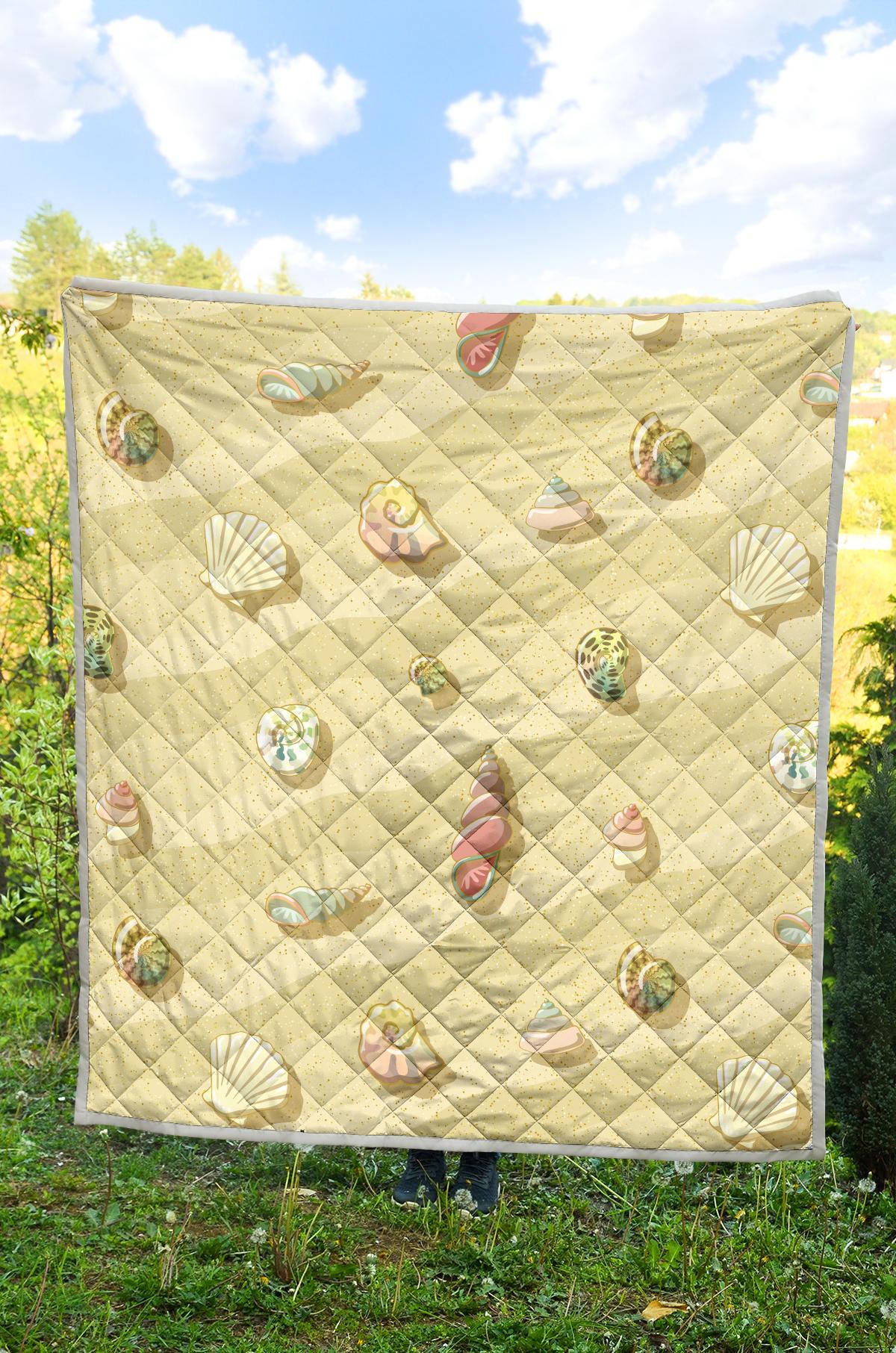 Beach with Seashell Theme Premium Quilt-JTAMIGO.COM