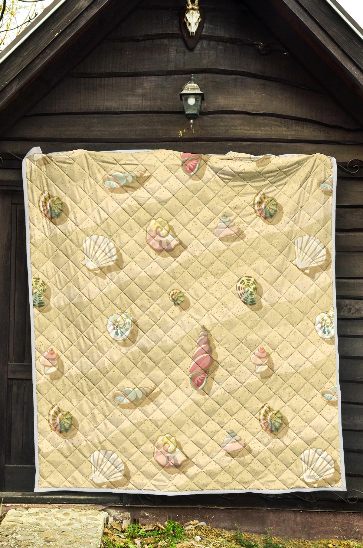 Beach with Seashell Theme Premium Quilt-JTAMIGO.COM