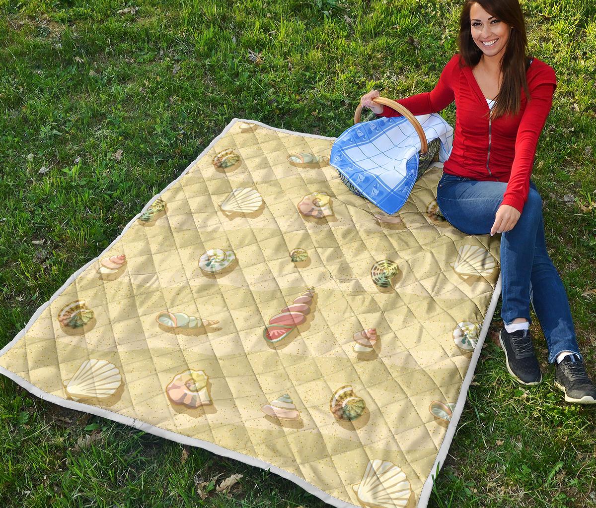 Beach with Seashell Theme Premium Quilt-JTAMIGO.COM