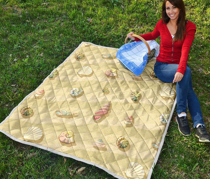 Beach with Seashell Theme Premium Quilt-JTAMIGO.COM