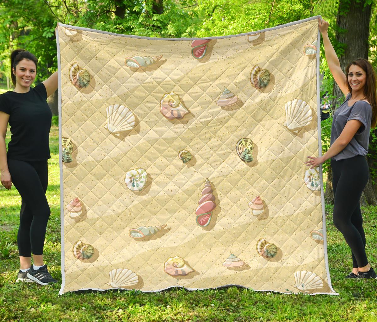 Beach with Seashell Theme Premium Quilt-JTAMIGO.COM