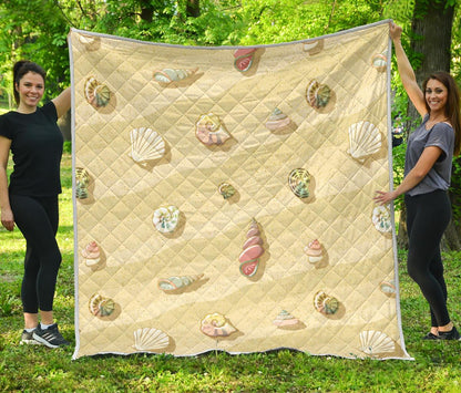 Beach with Seashell Theme Premium Quilt-JTAMIGO.COM