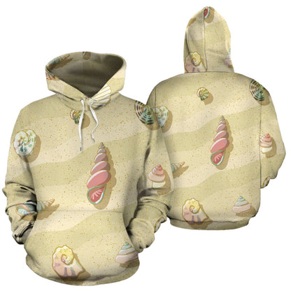 Beach with Seashell Theme Pullover Hoodie