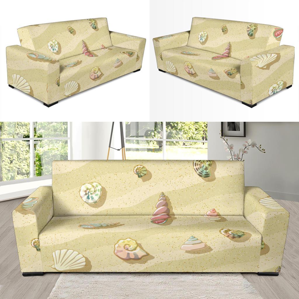 Beach with Seashell Theme Sofa Slipcover-JTAMIGO.COM