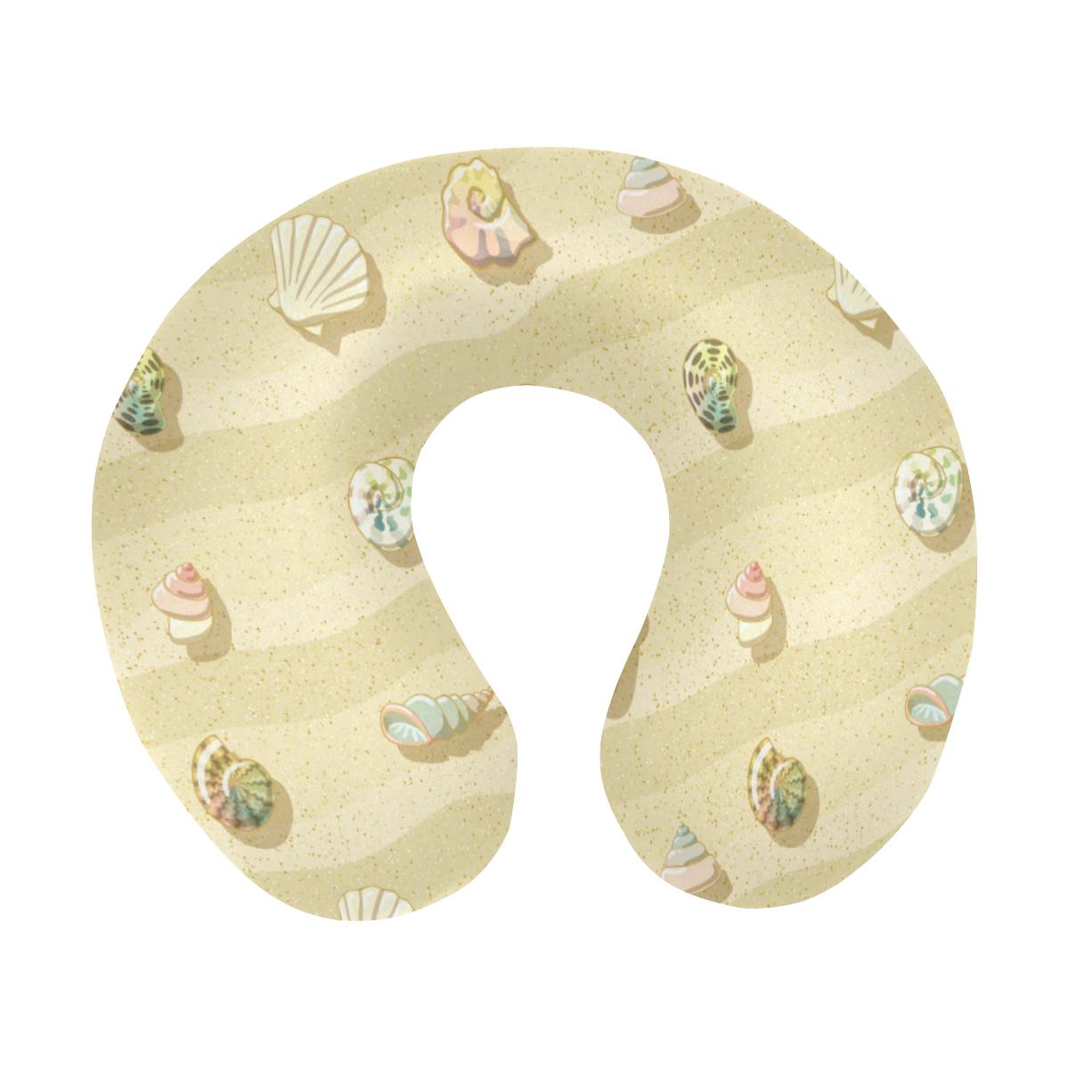 Beach with Seashell Theme U-Shaped Travel Neck Pillow-JTAMIGO.COM