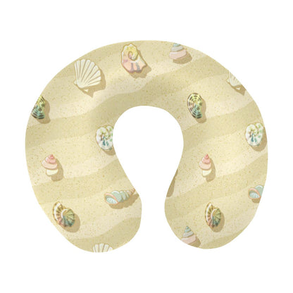 Beach with Seashell Theme U-Shaped Travel Neck Pillow-JTAMIGO.COM