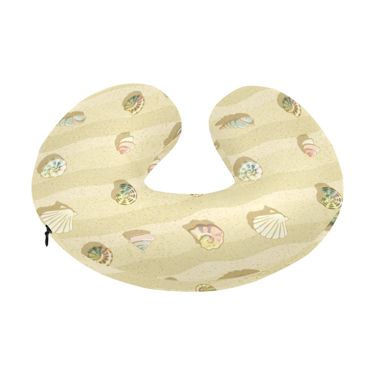 Beach with Seashell Theme U-Shaped Travel Neck Pillow-JTAMIGO.COM