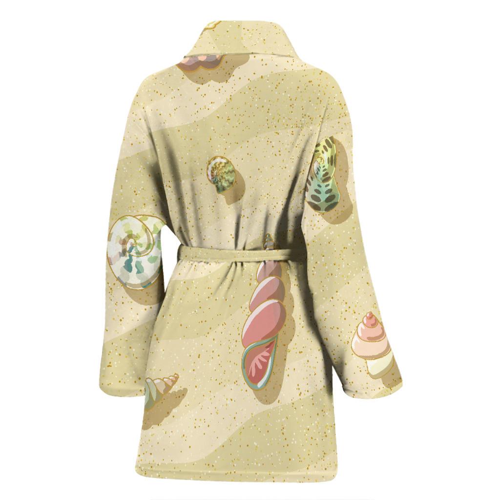 Beach with Seashell Theme Women Bath Robe-JTAMIGO.COM